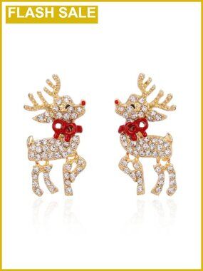 Christmas Dangle Earrings Base Metal Glitter Drop Festive Holiday Women